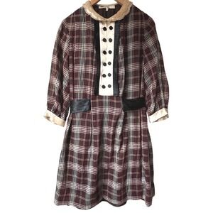$749 3.1 PHILLIP LIM Plaid Wool Dress Peter Pan Pearl Collar Academia SIZE 6 EUC